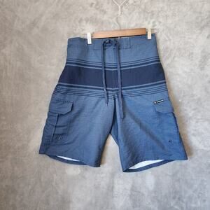 Airwalk Men's Small Blue Swim Trunks - Cargo Style Lightweight Beachwear